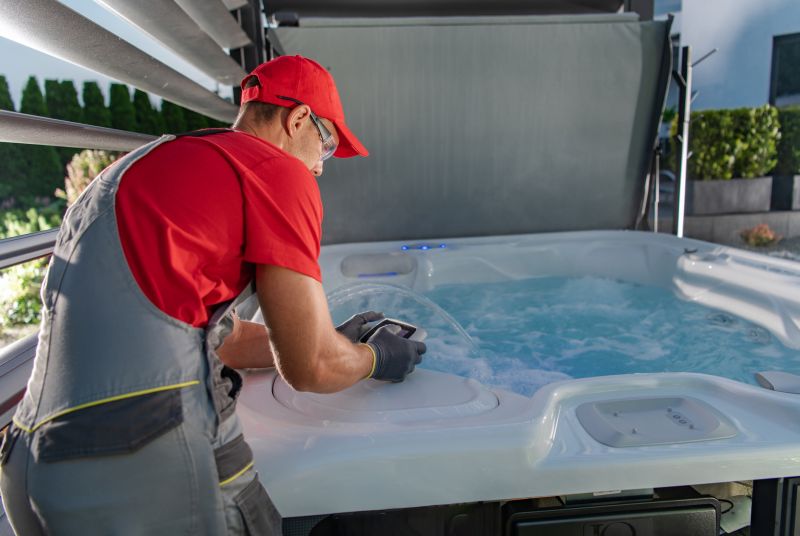 Final Inspection of Hot Tub Setup